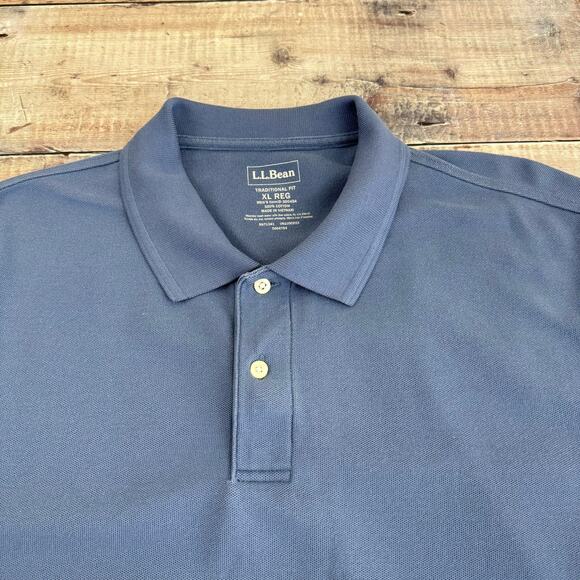 L.L. Bean Polo Shirt Men's XL Regular Blue 100% Cotton Traditional Fit - Picture 3 of 6